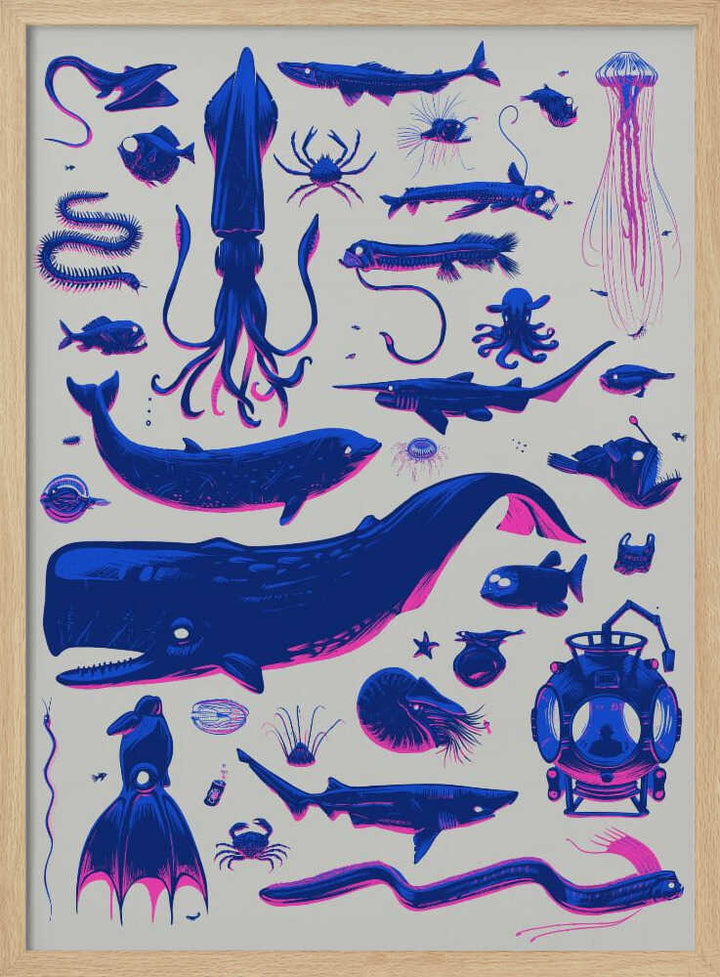 Creatures of the Deep - Stretched Canvas, Poster or Fine Art Print - I Heart Wall Art - Poster Print, Canvas Print or Framed Art Print
