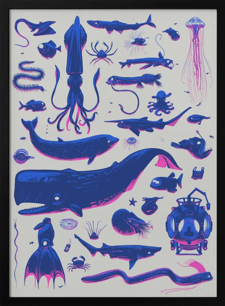 Creatures of the Deep - Stretched Canvas, Poster or Fine Art Print I Heart Wall Art
