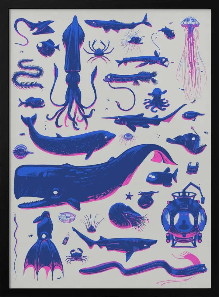 Creatures of the Deep - Stretched Canvas, Poster or Fine Art Print I Heart Wall Art