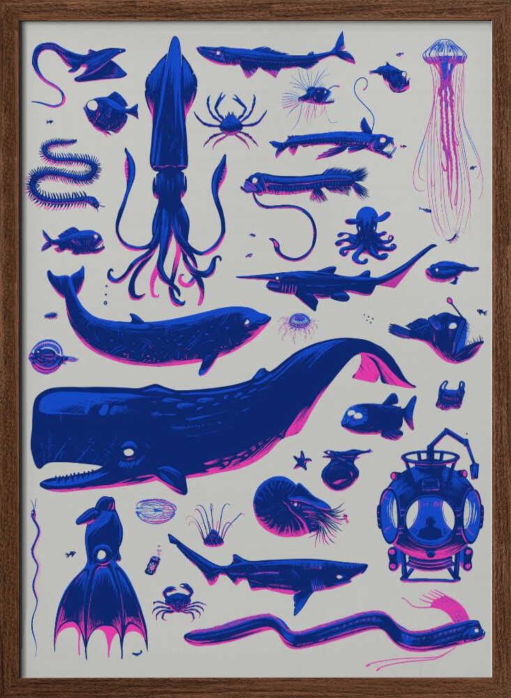 Creatures of the Deep - Stretched Canvas, Poster or Fine Art Print - I Heart Wall Art - Poster Print, Canvas Print or Framed Art Print