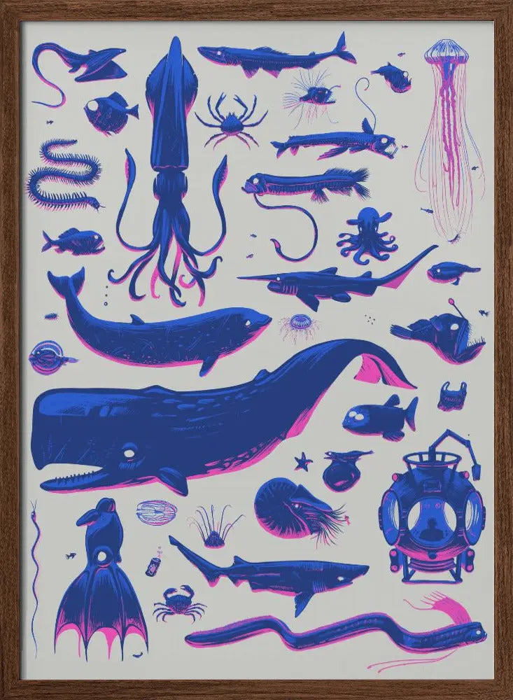 Creatures of the Deep - Stretched Canvas, Poster or Fine Art Print I Heart Wall Art