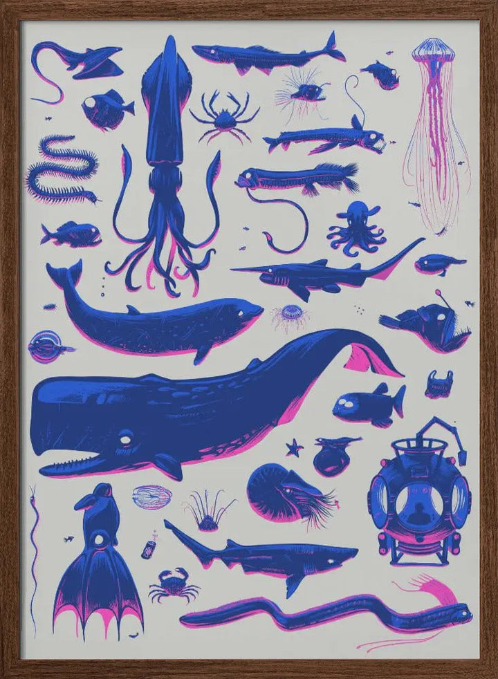 Creatures of the Deep - Stretched Canvas, Poster or Fine Art Print I Heart Wall Art