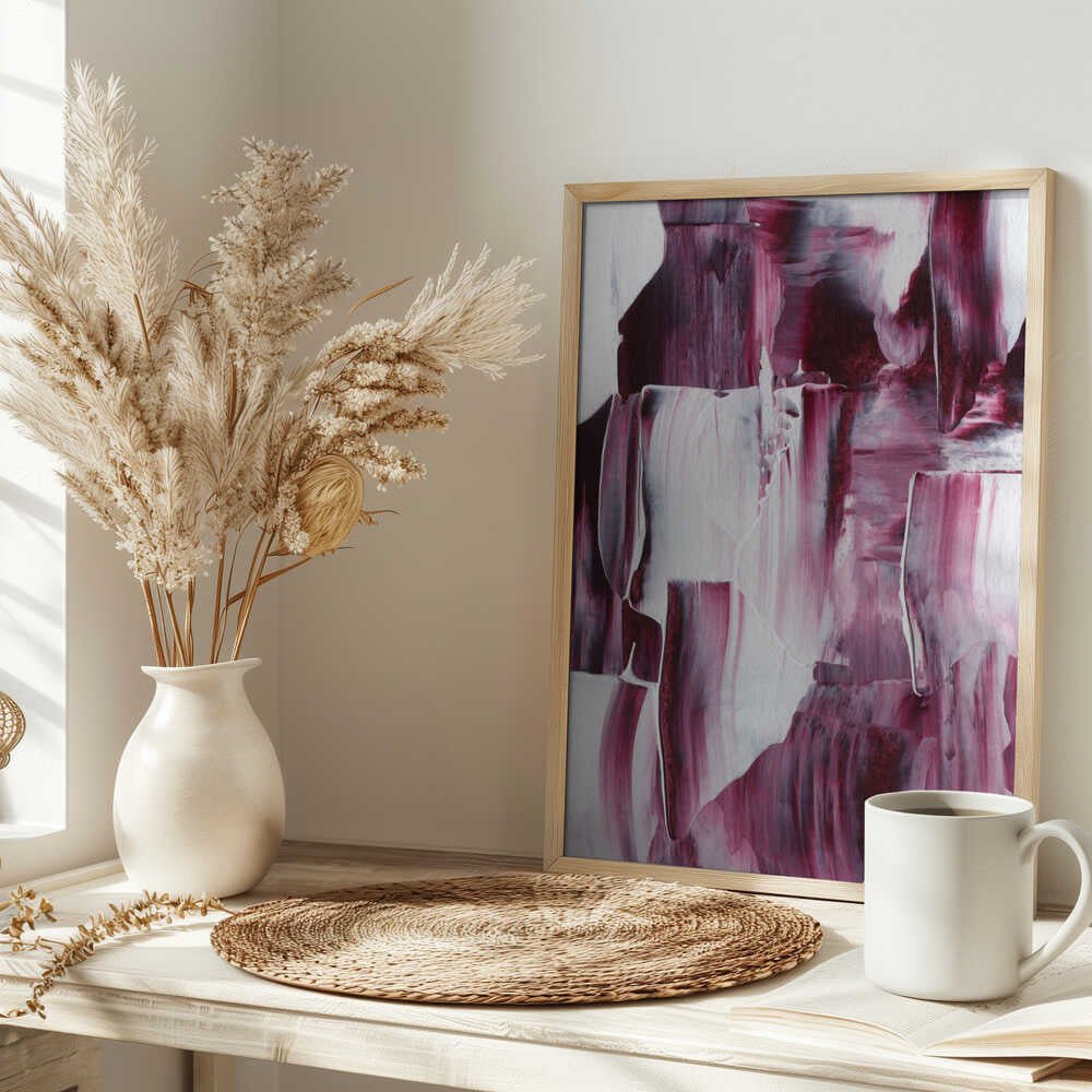 Crimson Brushstrokes - Stretched Canvas, Poster or Fine Art Print - I Heart Wall Art - Poster Print, Canvas Print or Framed Art Print