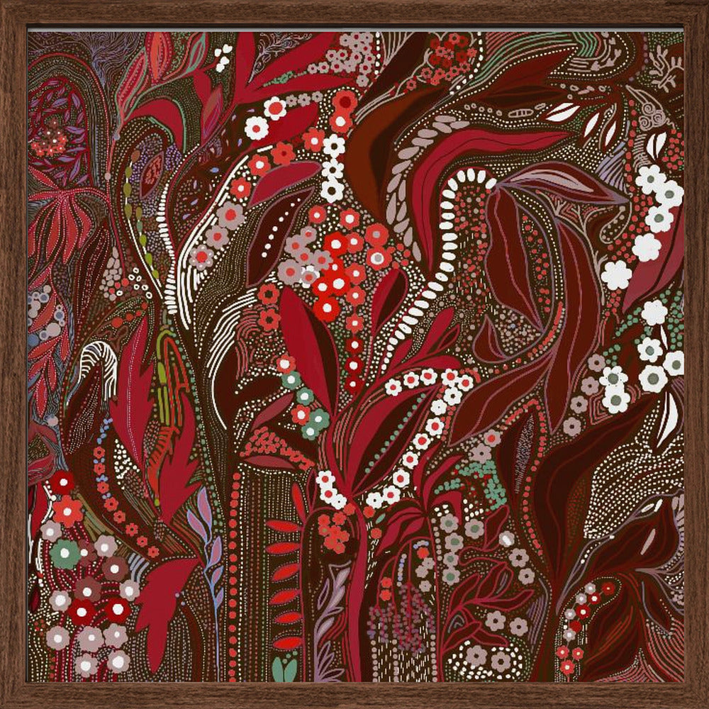 Crimson Isle’s Verdant Secret - Square Stretched Canvas, Poster or Fine Art Print I Heart Wall Art