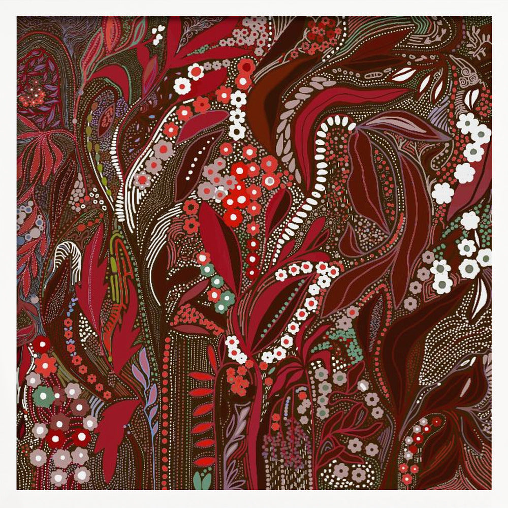 Crimson Isle’s Verdant Secret - Square Stretched Canvas, Poster or Fine Art Print I Heart Wall Art