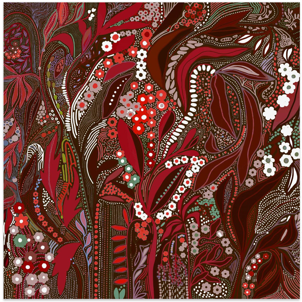 Crimson Isle’s Verdant Secret - Square Stretched Canvas, Poster or Fine Art Print I Heart Wall Art