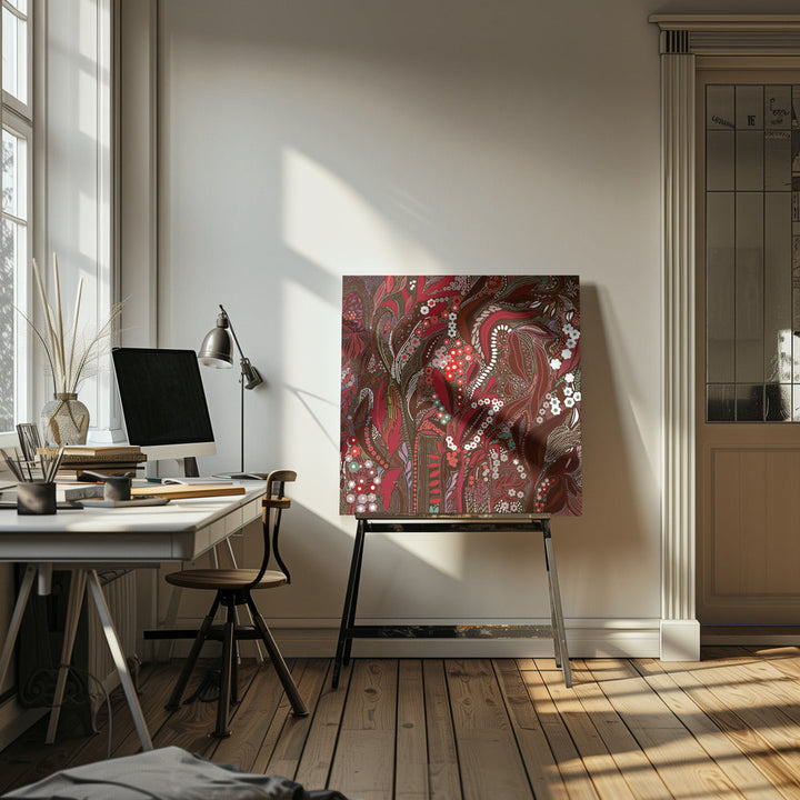Crimson Isle’s Verdant Secret - Square Stretched Canvas, Poster or Fine Art Print I Heart Wall Art