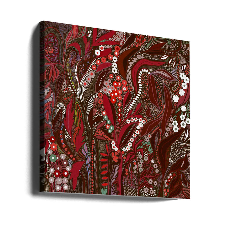 Crimson Isle’s Verdant Secret - Square Stretched Canvas, Poster or Fine Art Print I Heart Wall Art