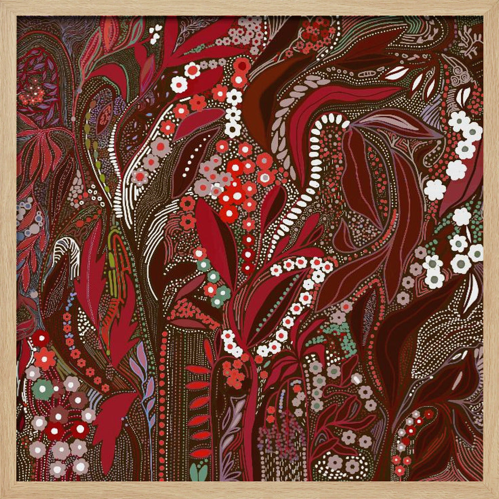 Crimson Isle’s Verdant Secret - Square Stretched Canvas, Poster or Fine Art Print I Heart Wall Art