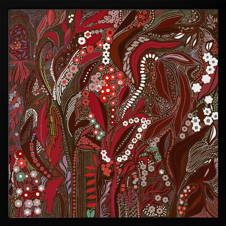 Crimson Isle’s Verdant Secret - Square Stretched Canvas, Poster or Fine Art Print I Heart Wall Art