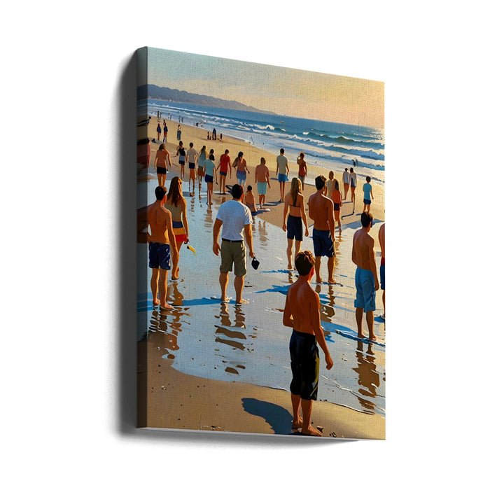 Crowded Beach Walk - Stretched Canvas, Poster or Fine Art Print I Heart Wall Art