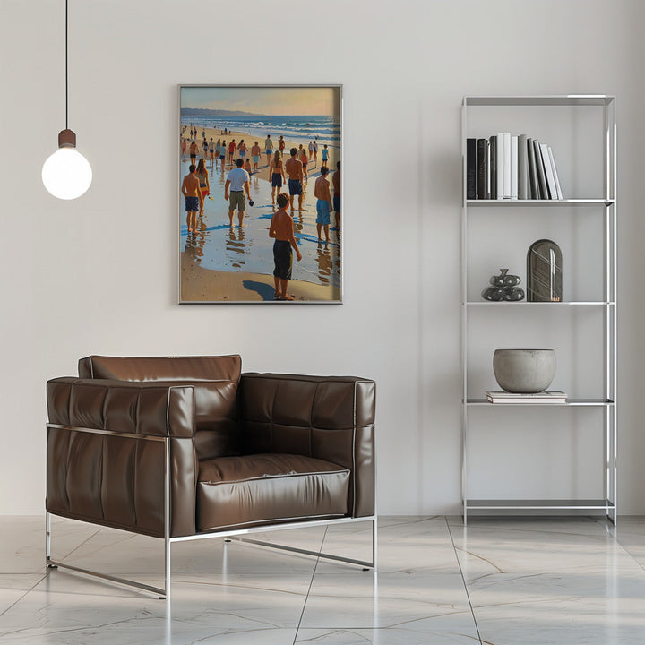 Crowded Beach Walk - Stretched Canvas, Poster or Fine Art Print I Heart Wall Art