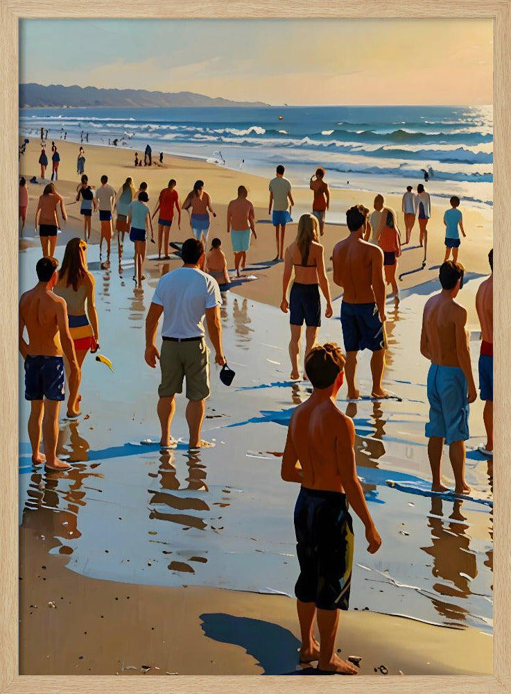 Crowded Beach Walk - Stretched Canvas, Poster or Fine Art Print I Heart Wall Art