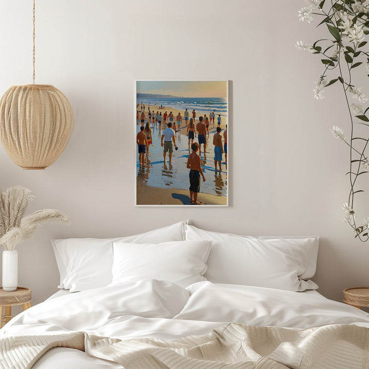 Crowded Beach Walk - Stretched Canvas, Poster or Fine Art Print I Heart Wall Art