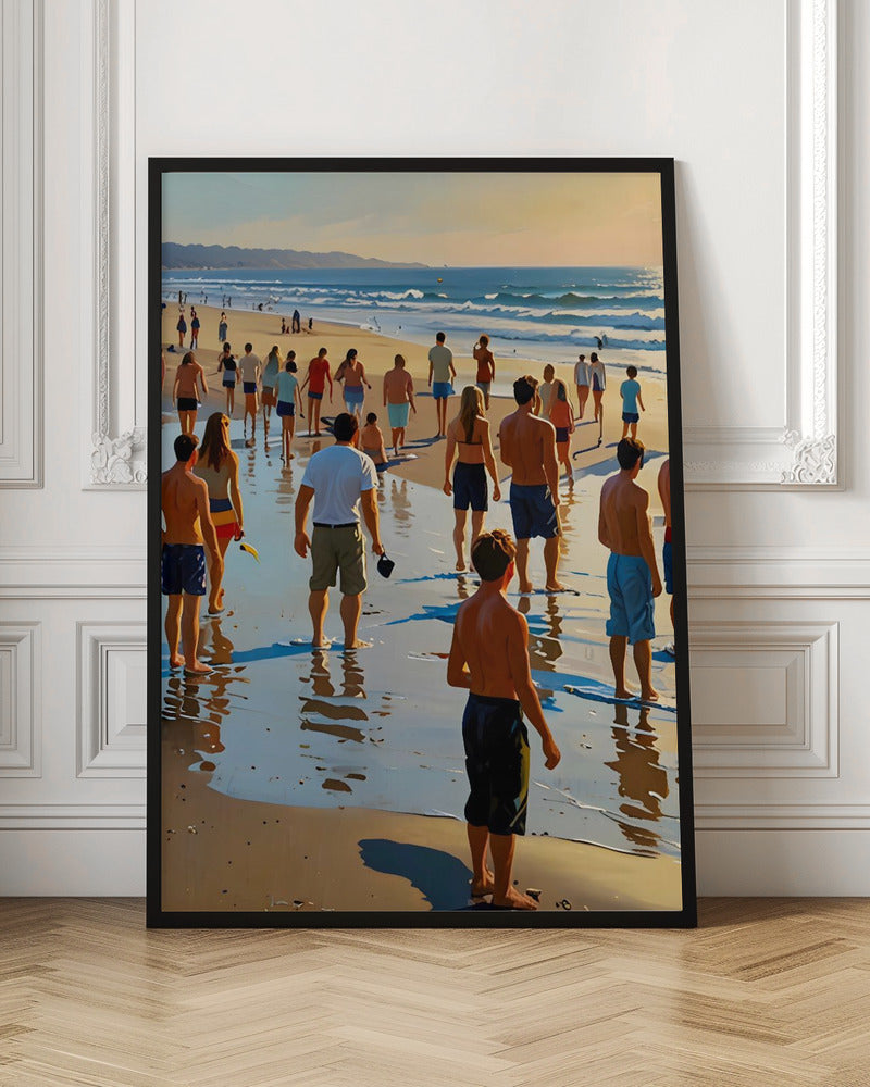 Crowded Beach Walk - Stretched Canvas, Poster or Fine Art Print I Heart Wall Art