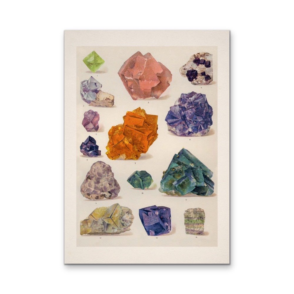 Crystal Identification Chart 9 - Stretched Canvas or Wall Art Print - I Heart Wall Art - Poster Print, Canvas Print or Framed Art Print