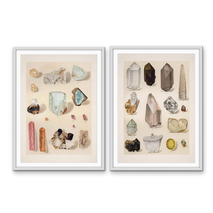 Crystal Identification Charts 1 and 16 - Two Piece Vintage Illustrative Set - I Heart Wall Art - Poster Print, Canvas Print or Framed Art Print