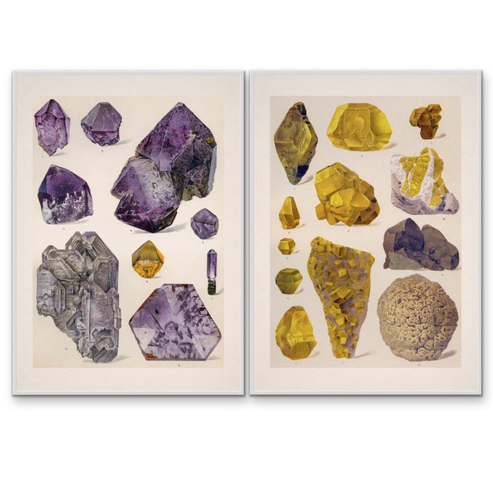 Crystal Identification Charts 15 and 18 - Two Piece Vintage Illustrative Set - I Heart Wall Art - Poster Print, Canvas Print or Framed Art Print