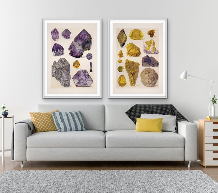 Crystal Identification Charts 15 and 18 - Two Piece Vintage Illustrative Set - I Heart Wall Art - Poster Print, Canvas Print or Framed Art Print
