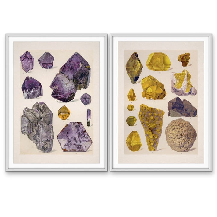 Crystal Identification Charts 15 and 18 - Two Piece Vintage Illustrative Set - I Heart Wall Art - Poster Print, Canvas Print or Framed Art Print