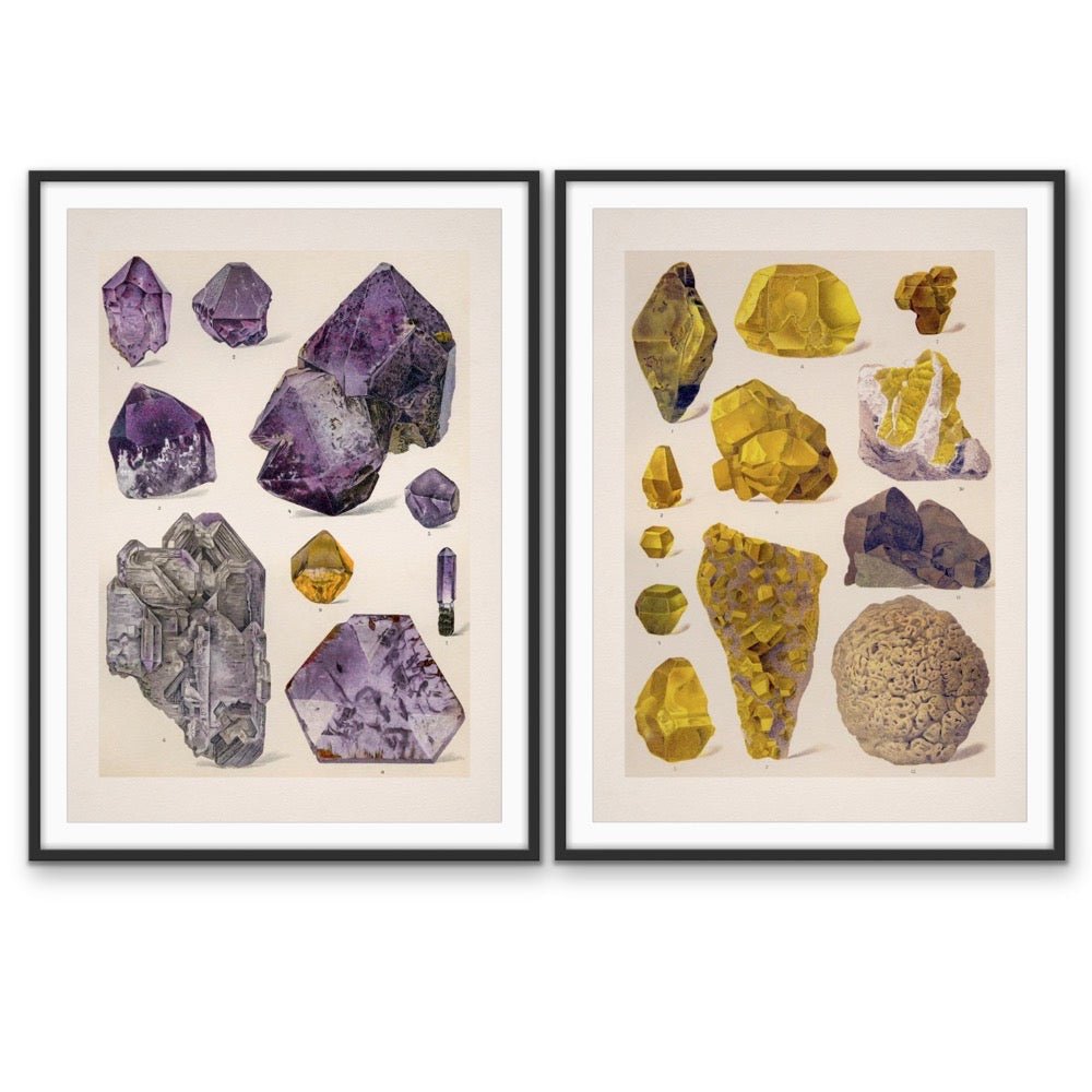 Crystal Identification Charts 15 and 18 - Two Piece Vintage Illustrative Set - I Heart Wall Art - Poster Print, Canvas Print or Framed Art Print