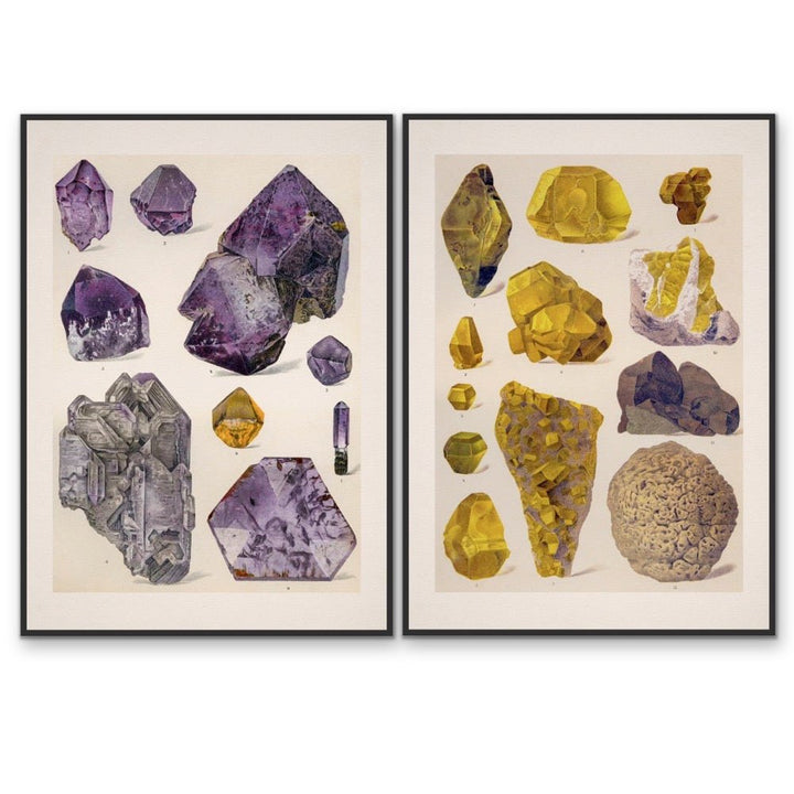 Crystal Identification Charts 15 and 18 - Two Piece Vintage Illustrative Set - I Heart Wall Art - Poster Print, Canvas Print or Framed Art Print