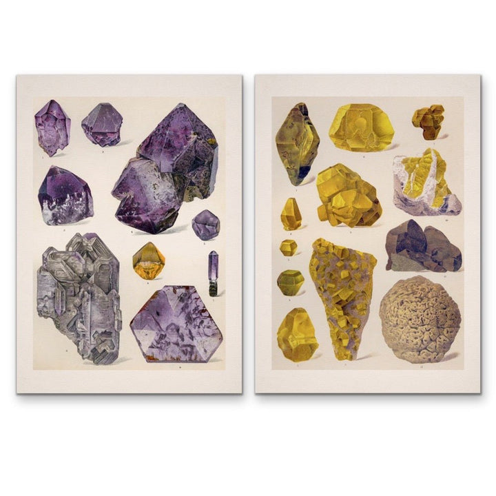 Crystal Identification Charts 15 and 18 - Two Piece Vintage Illustrative Set - I Heart Wall Art - Poster Print, Canvas Print or Framed Art Print