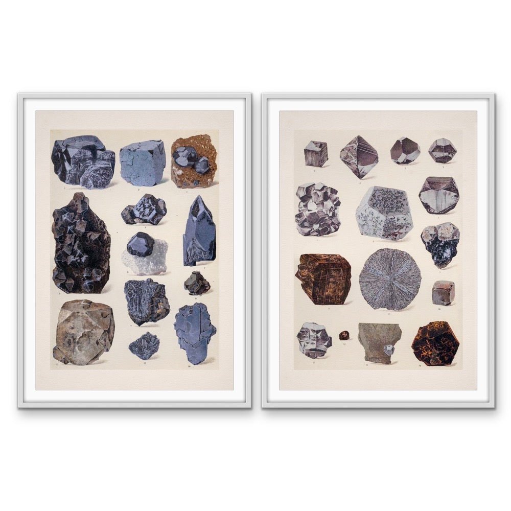Crystal Identification Charts 22 and 27 - Two Piece Vintage Illustrative Set - I Heart Wall Art - Poster Print, Canvas Print or Framed Art Print