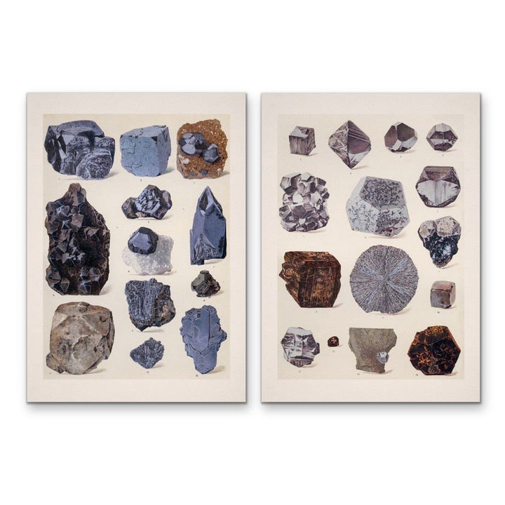 Crystal Identification Charts 22 and 27 - Two Piece Vintage Illustrative Set - I Heart Wall Art - Poster Print, Canvas Print or Framed Art Print