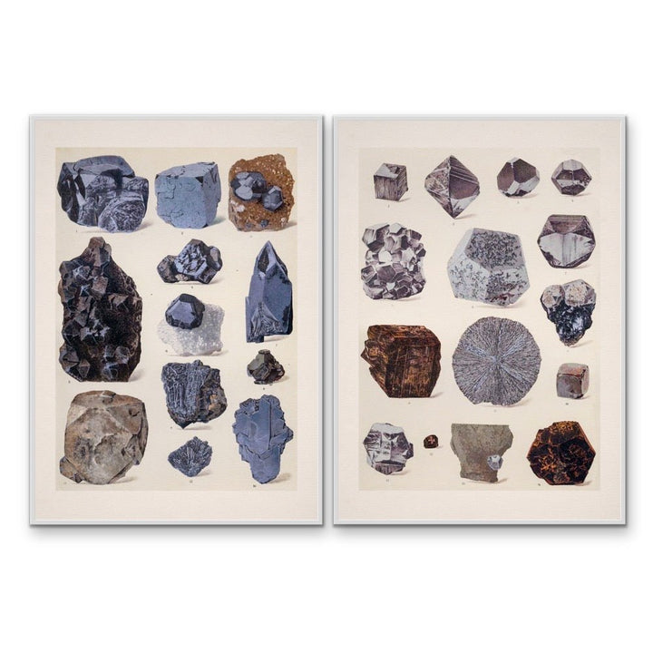Crystal Identification Charts 22 and 27 - Two Piece Vintage Illustrative Set - I Heart Wall Art - Poster Print, Canvas Print or Framed Art Print