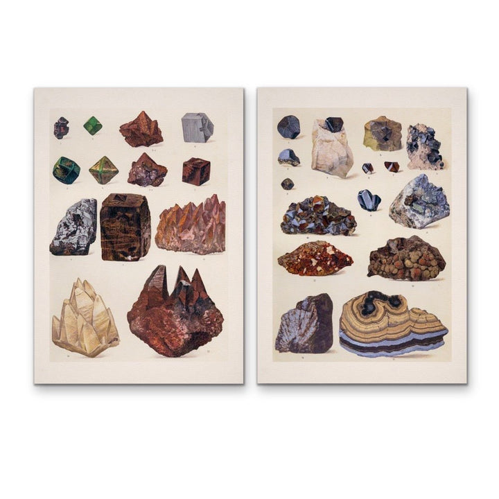 Crystal Identification Charts 29 and 21 - Two Piece Vintage Illustrative Set - I Heart Wall Art - Poster Print, Canvas Print or Framed Art Print