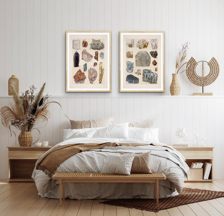 Crystal Identification Charts 6 and 7 - Two Piece Vintage Illustrative Set - I Heart Wall Art - Poster Print, Canvas Print or Framed Art Print