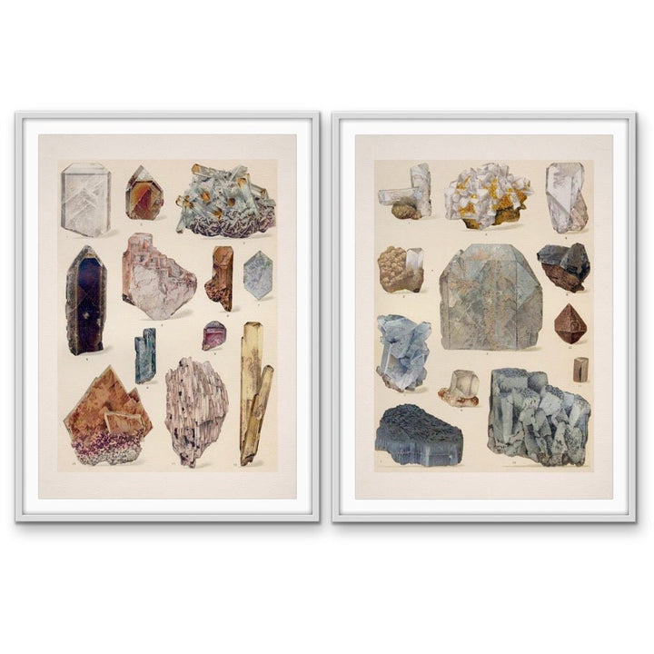 Crystal Identification Charts 6 and 7 - Two Piece Vintage Illustrative Set - I Heart Wall Art - Poster Print, Canvas Print or Framed Art Print