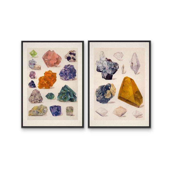 Crystal Identification Charts 8 and 9 - Two Piece Vintage Illustrative Set - I Heart Wall Art - Poster Print, Canvas Print or Framed Art Print