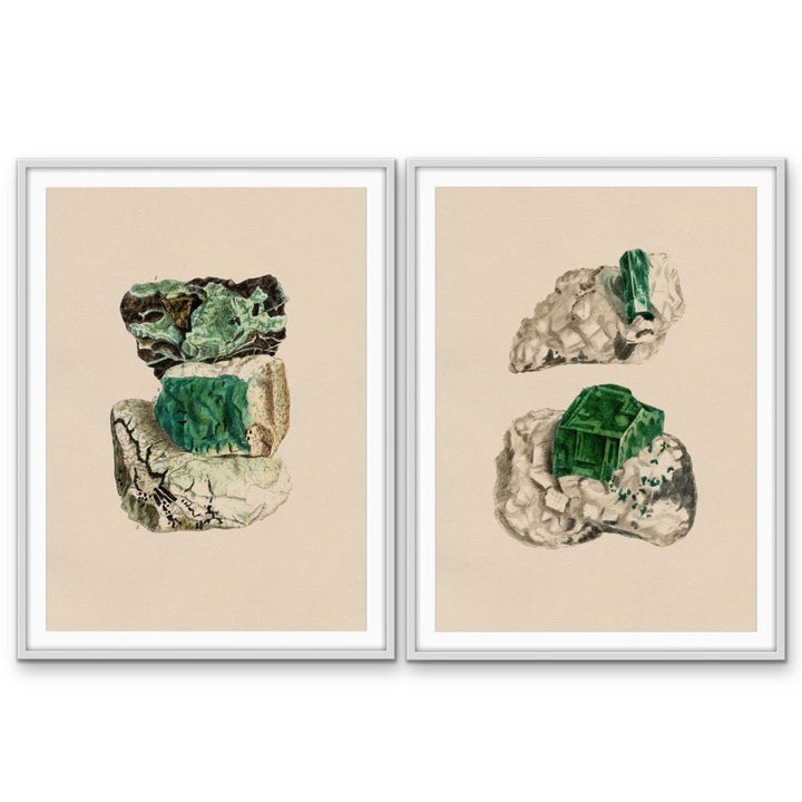 Crystal Watercolour Illustration 3 and 15 - Two Piece Vintage Illustrative Set - I Heart Wall Art - Poster Print, Canvas Print or Framed Art Print