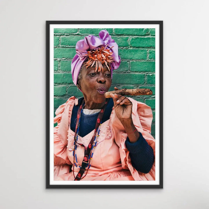 Cuban Cigar - Cuban Woman Smoking Cigar Photographic Print I Heart Wall Art Australia 