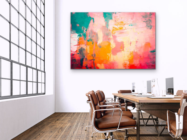 Cuban Nights - Original Abstract Canvas Print in Orange Pink and Green I Heart Wall Art Australia 