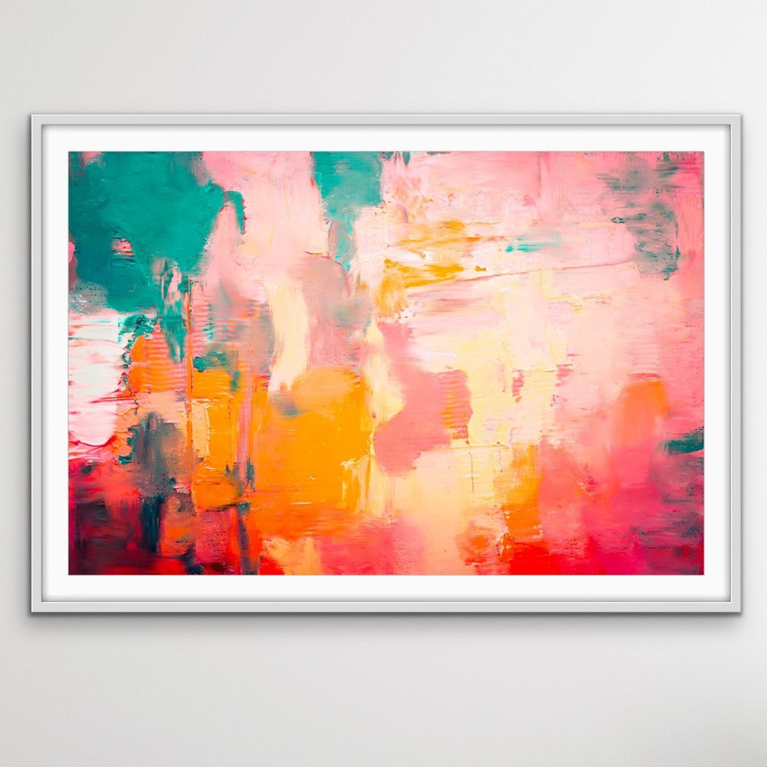 Cuban Nights - Original Abstract Canvas Print in Orange Pink and Green I Heart Wall Art Australia 