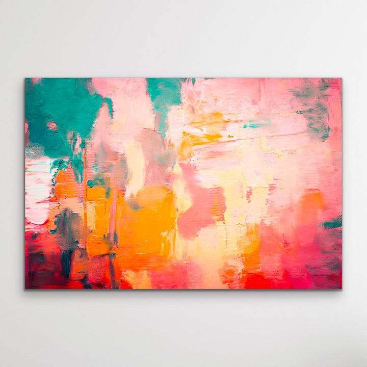 Cuban Nights - Original Abstract Canvas Print in Orange Pink and Green I Heart Wall Art Australia 