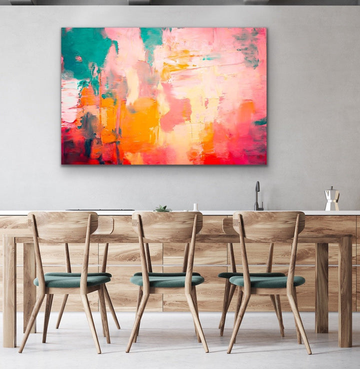Cuban Nights - Original Abstract Canvas Print in Orange Pink and Green I Heart Wall Art Australia 