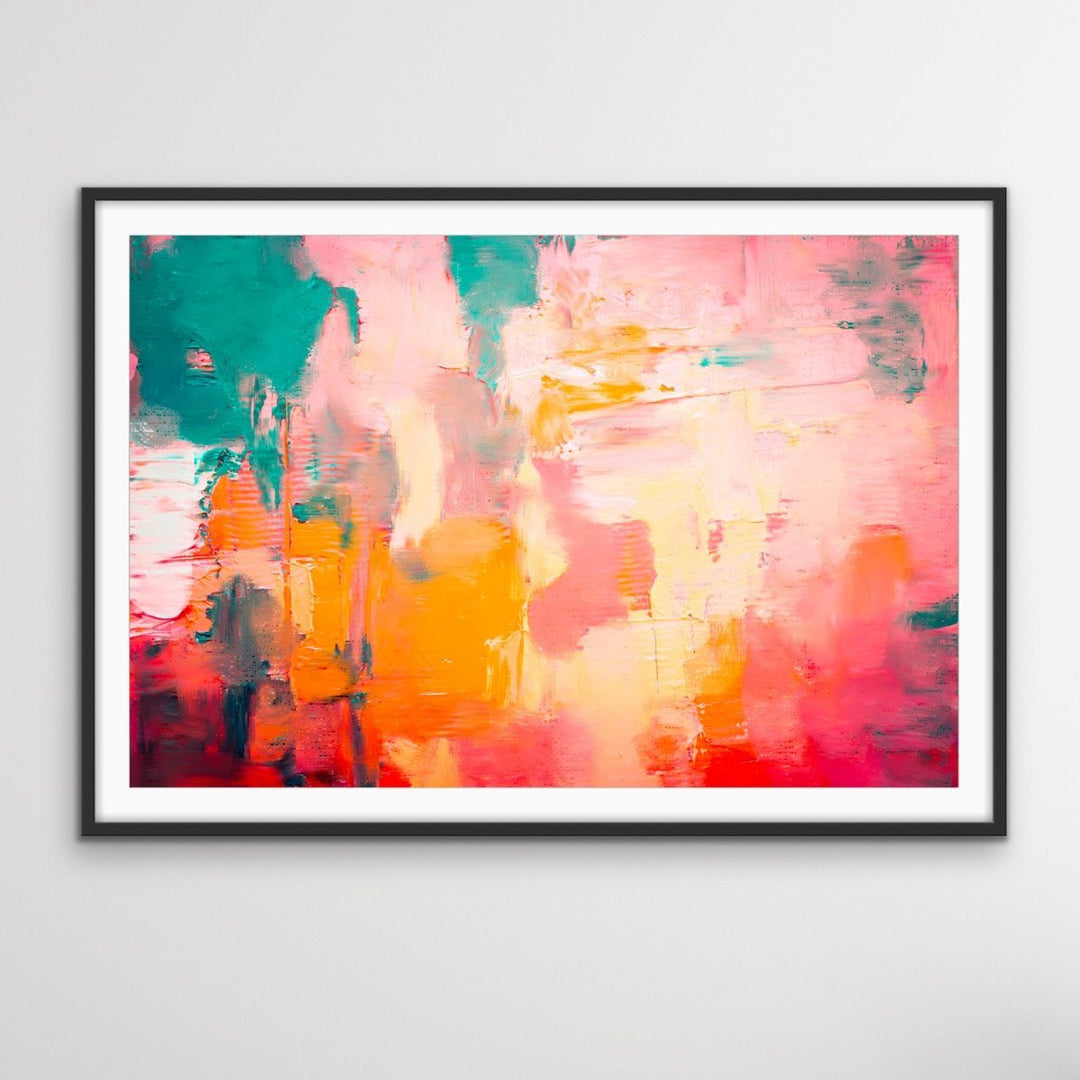 Cuban Nights - Original Abstract Canvas Print in Orange Pink and Green I Heart Wall Art Australia 