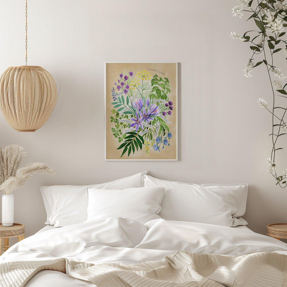 Culinary herbs in vintage sepia - Stretched Canvas, Poster or Fine Art Print I Heart Wall Art