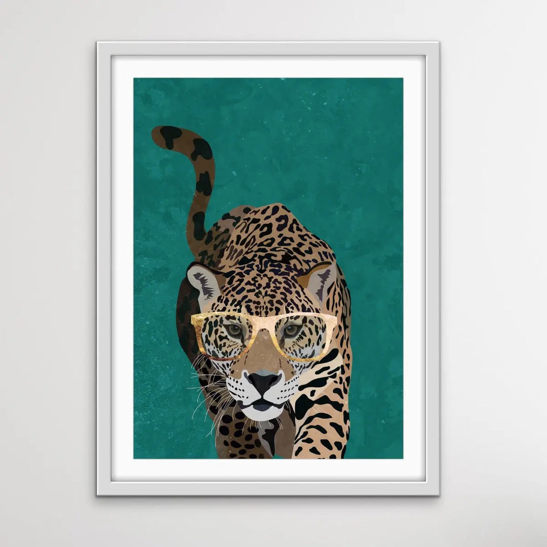 Curious Green Leopard -  Illustration by Sarah Manovski Available as a Canvas or Paper Print I Heart Wall Art Australia 