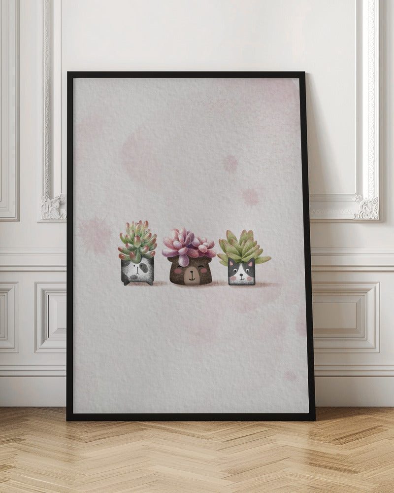 Cute Succulents - Stretched Canvas, Poster or Fine Art Print I Heart Wall Art