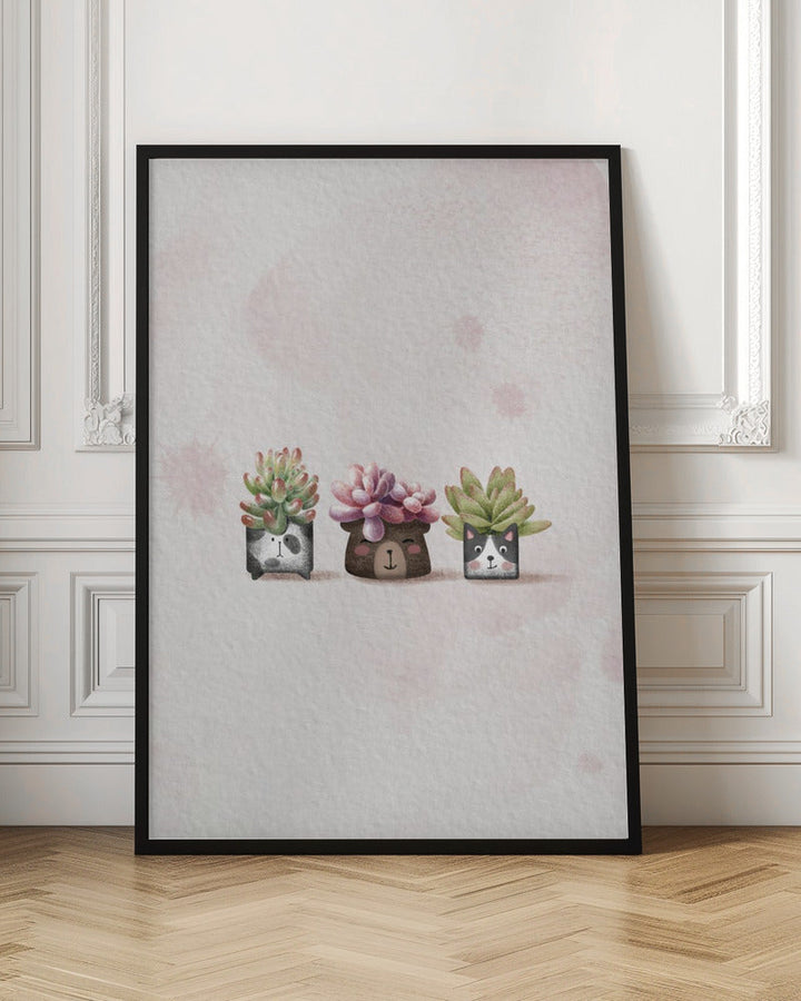 Cute Succulents - Stretched Canvas, Poster or Fine Art Print I Heart Wall Art