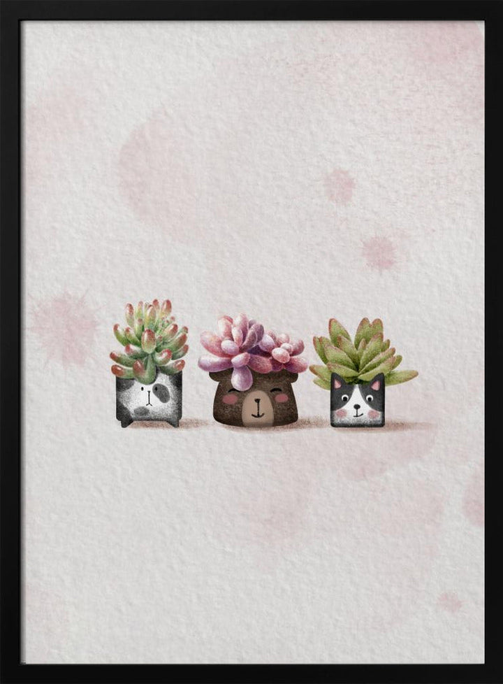 Cute Succulents - Stretched Canvas, Poster or Fine Art Print I Heart Wall Art