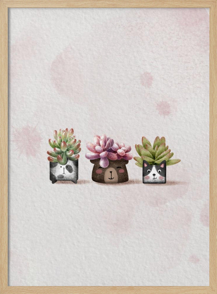 Cute Succulents - Stretched Canvas, Poster or Fine Art Print I Heart Wall Art