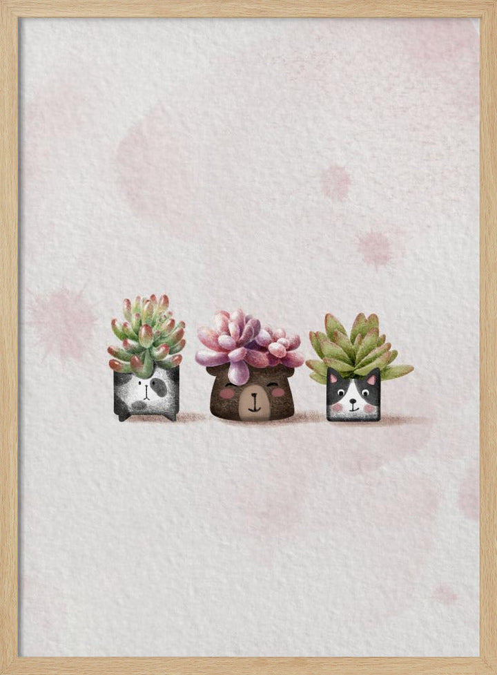 Cute Succulents - Stretched Canvas, Poster or Fine Art Print I Heart Wall Art
