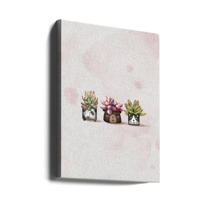 Cute Succulents - Stretched Canvas, Poster or Fine Art Print I Heart Wall Art