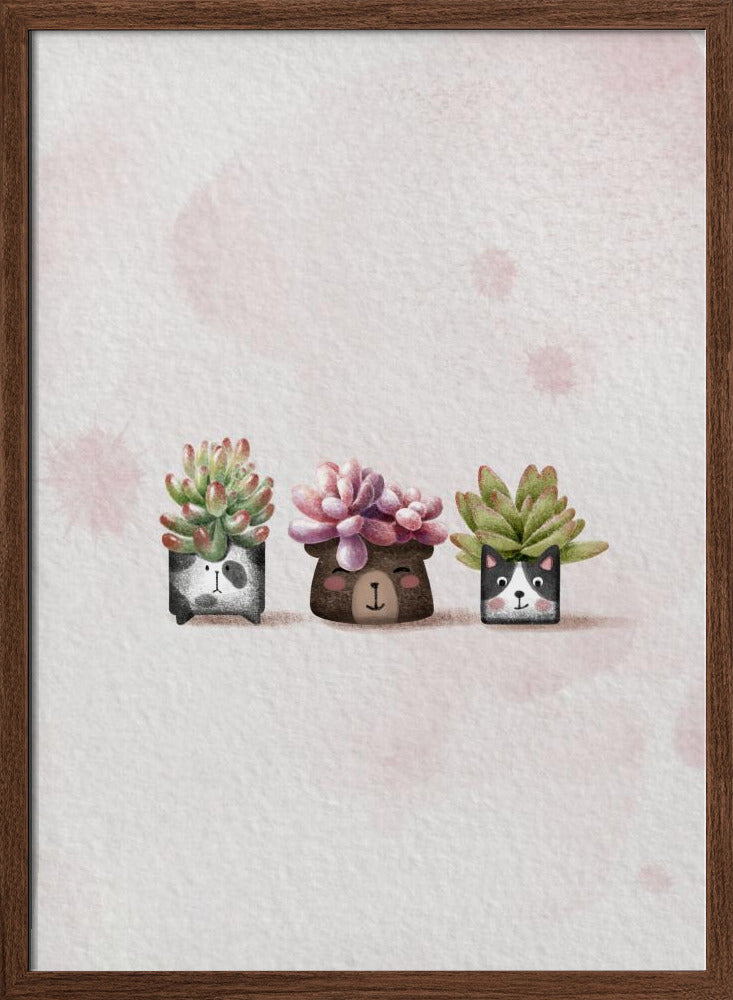 Cute Succulents - Stretched Canvas, Poster or Fine Art Print I Heart Wall Art